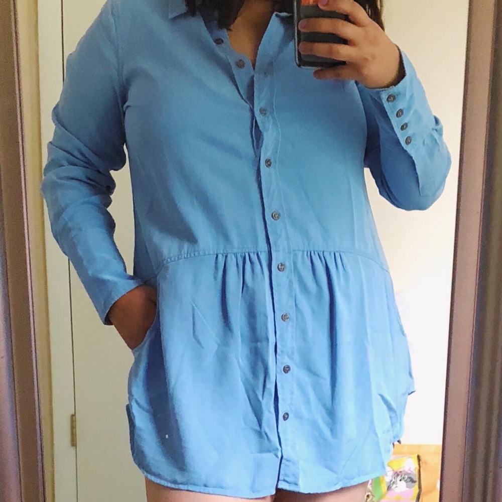 Soft Surroundings denim tunic top button up